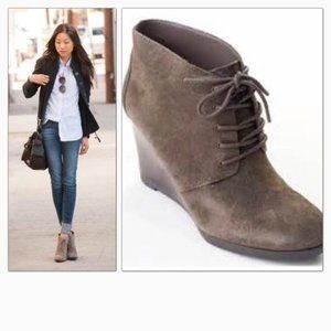 Women's Taupe Suede Lace-Up Ankle Boots